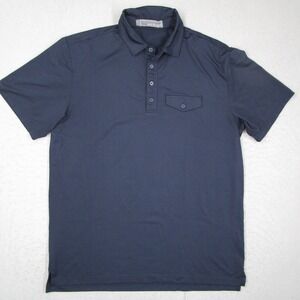 Matte Grey Mens Navy Blue Performance Stretch Short Sleeve Polo Shirt L 61142
